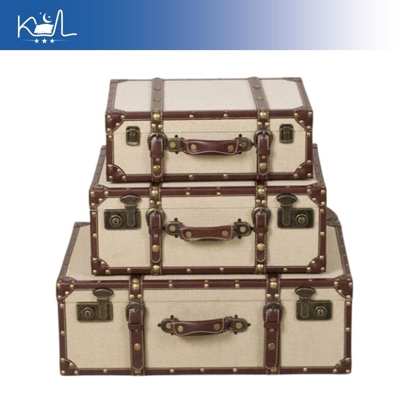 Retro Vintage Trunk Suitcase - Baú de Armazenamento Vintage em Tecido