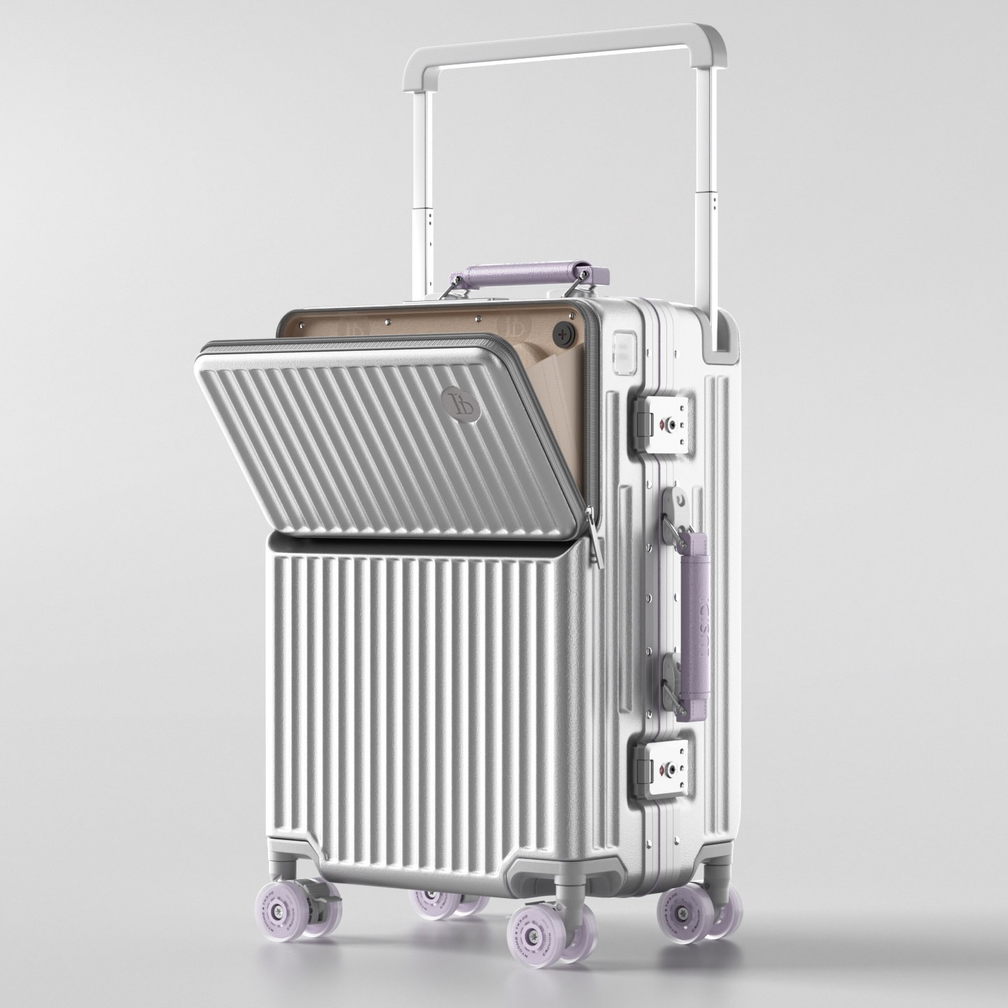 Aluminum Frame Carry On Luggage - Mala de Viagem com Abertura Frontal,