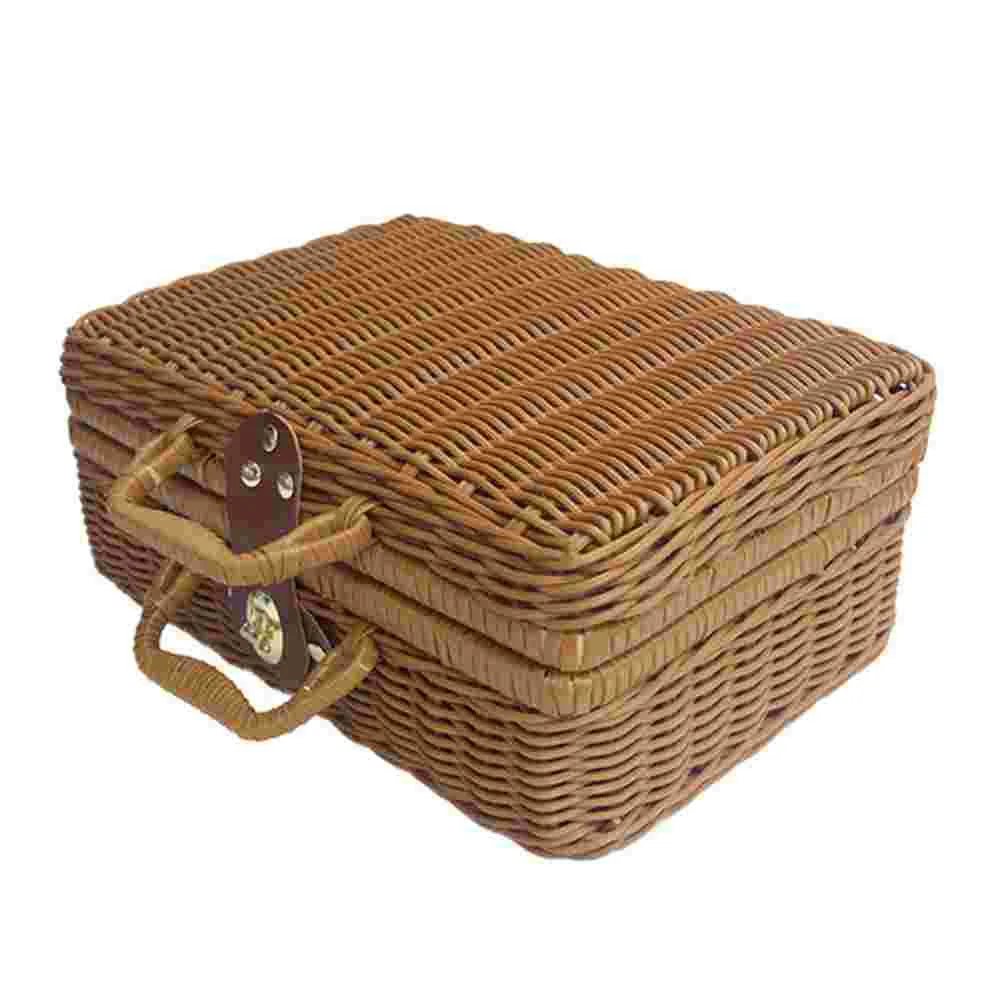 Retro Vintage Trunk Suitcase - Mala do piquenique do vime do