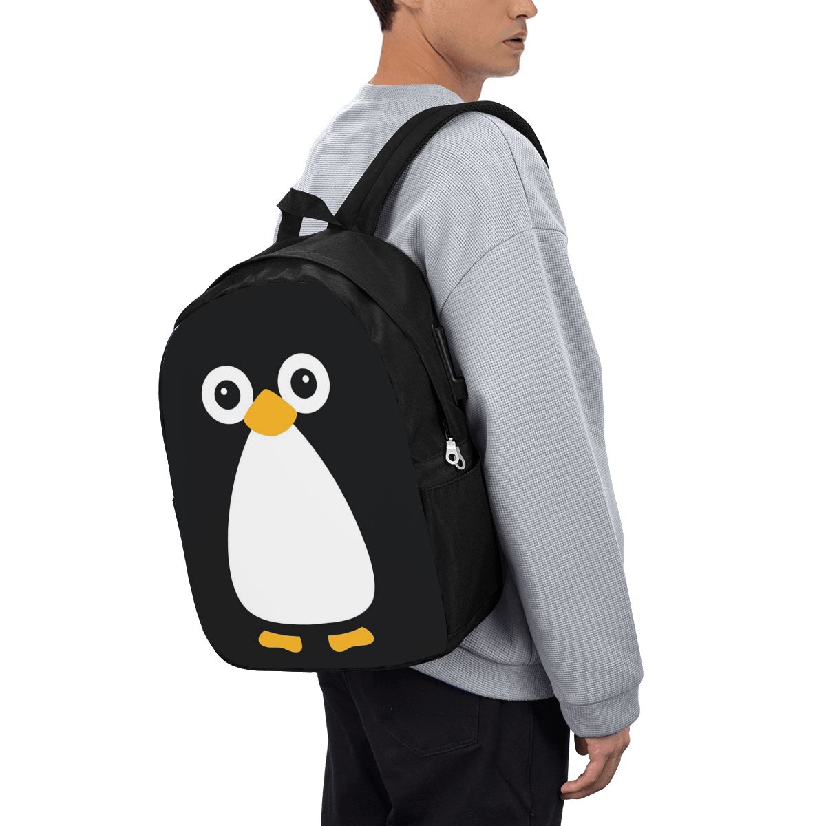 Travel Bags - Mochila fofa com estampa de pinguim,