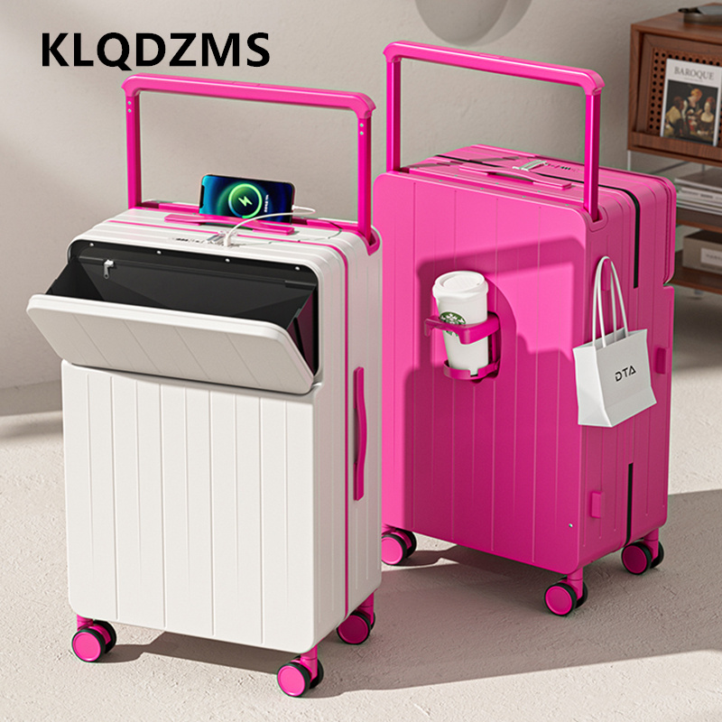 Klqdzms mala multifuncional ab - Front Opening Laptop Luggage 24 Inch avaliação e preço