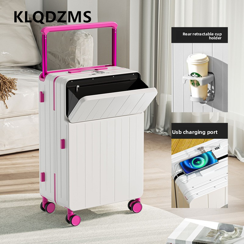 Klqdzms mala multifuncional ab - Front Opening Laptop Luggage 24 Inch avaliação e preço
