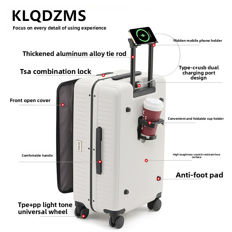 Mala de Viagem com Rodas KLQDZ - Front Opening Laptop Luggage 24 Inch avaliação e preço
